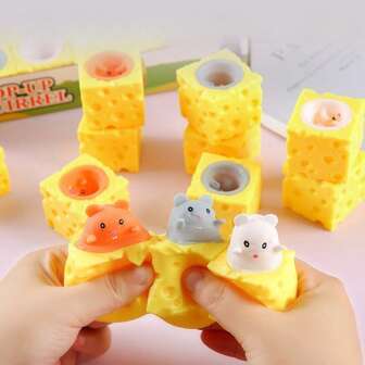 6/5/1/2pcs Stress Relief Pet Cheese Mice. Fun Squeeze Stress Ball Cheese Mice. Squeeze Squirrel Prank Toys. Soft Toys. (Squeeze Mouse Color And Style Random, Party, Back To School Fun Gift, Holiday, Birthday Gift)