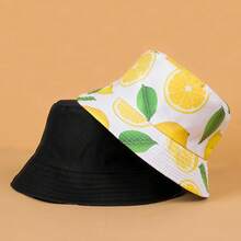 Unisex Reversible Bucket Hat For Beach And Fishing - 檸檬白 - 查看 11