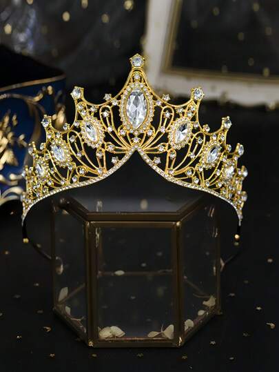 1 件公主皇冠水钻装饰发箍，甜美女孩生日发饰，新娘婚礼头饰头饰服装皇冠发花环发箍，伴娘礼物，派对造型