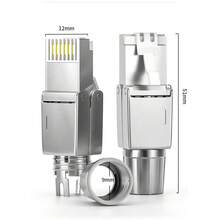 6-Pack RJ45 Connectors Tool Free Cat 8, Cat8 Field Termination Plug Shielded RJ45 Modular Plugs For 2000MHz 2GHz 40G Double Shielded Solid LAN Cable 22AWG-24AWG - 銀色 - 查看 2