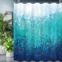 1件几何条纹黑/灰印花防水浴帘 - 采用90克涤纶面料制成，轻便、防水、半透明；易于安装、防霉、耐用 - 非常适合用作浴室淋浴间或浴缸隔断。 - 藍色 - 查看 4
