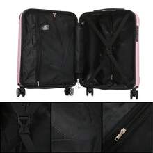 ABS Cabin Suitcase 55x40x20cm (44L) - Maximum Capacity - 4 Double 360° Spinner Wheels - Built-In Lock - Hand Luggage | Strong | Durable | With Telescopic Handle | Ideal For Business Trips & Vacation | For Men & Women - Yellow/Mint/Rose Gold/Purple/Dark Blue/Black/Pink/Silver/Red/Turquoise/Green - 粉色 - 查看 6