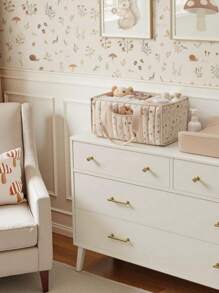 1pc Floral Diaper Caddy Organizer, Stylish Nursery Storage Basket - Gift For Baby Shower, Baby Registry Must Have, Newborn Essentials , Baby Caddy Organizer(Flower Prints In Randomized Positions)