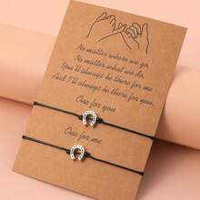 2 chiếc vòng tay hợp kim bện hình móng ngựa tối giản hình chữ U, phù hợp cho các cặp đôi - Nhiều màu - Xem 1