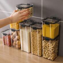 1pc Food Storage Container - Perfect For Kitchen Pantry Organization And Storing Grains, Beans, Rice, Pasta, Tea, Nuts, Coffee Beans, Etc., Dishwasher Friendly, Home Decor, Party & Christmas Storage - Black - View 10