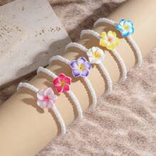 1pc Plumeria Design Anklet For Women, Minimalist Boho Beach Style Glass Beads Ceramic Plumeria Anklet