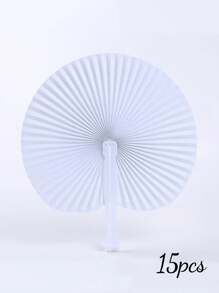 Personnalisation 1/10/15 pièces Éventails en papier blanc pliants à main ronds avec poignée en plastique. Éventails en papier pliants, accessoires manuels pour fête, mariage et décoration de maison