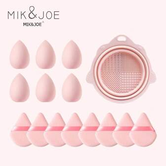mik&joe 15pcs Pink Makeup Sponge, Cosmetic Foundation Cleaner, Makeup Tools Accessories