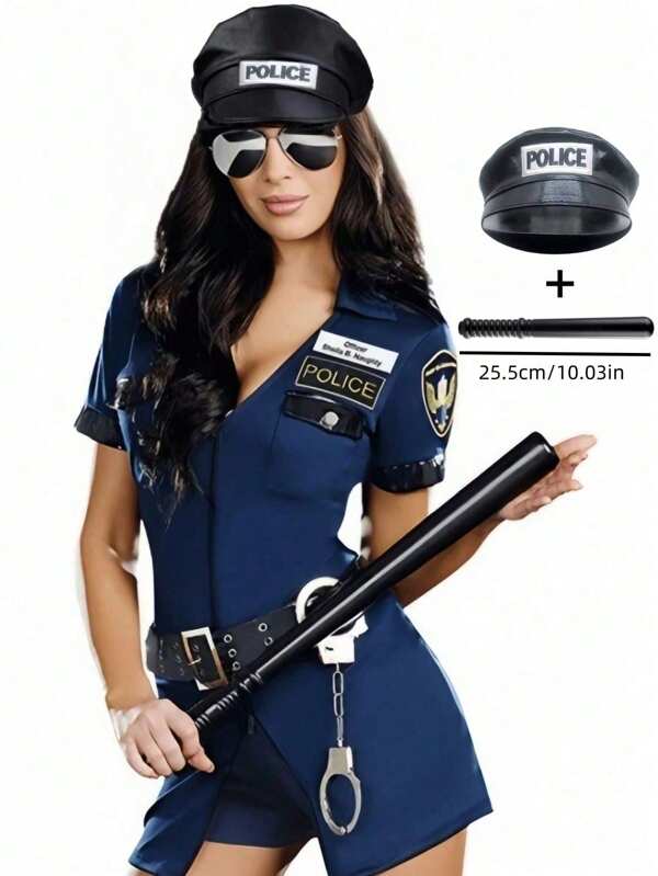 1 Conjunto De Fantasia De Policial, Acessórios De Plástico Para Baile De Máscaras, Escudo Antimotim Da Swat, Capacete Tático, Bastão, Luvas, Acessórios Para Festas, Acessórios Para Fotografia