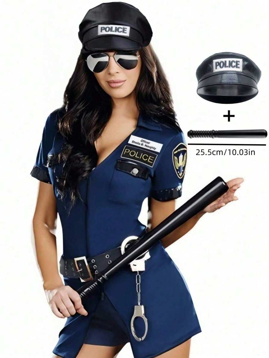 1 Conjunto De Fantasia De Policial, Acessórios De Plástico Para Baile De Máscaras, Escudo Antimotim Da Swat, Capacete Tático, Bastão, Luvas, Acessórios Para Festas, Acessórios Para Fotografia