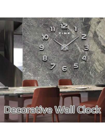 3D DIY Wand Klok Acrylic Spiegel Stickers Clocks Home ation Living Room Quartz Needle Hang Horloge Europe s: Zwart Zilver 16/19/35 Inches Optional view 5