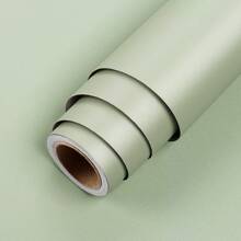 1 Roll Of Mint Green Solid Color Wallpaper Minimalist Peel And Stick Vinyl Contact Paper Handmade DIY Retro Self-Adhesive Detachable Wallpaper Suitable For Home Decoration Bedrooms Kitchens Counters Dormitory Walls Offices 15.7in/393.7/196.8/181.3/39.3in