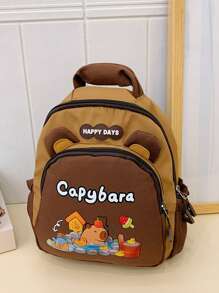 1 pieza Capibara personalizado, Bolso de doble clic, Mochila personalizada con estampado de Capibara de dibujos animados con nombre personalizado para niños y niñas, mochila mini ligera y linda con nombre personalizado o texto festivo, bolso de moda con cierre de cremallera de nailon, bolso casual multifuncional para uso diario, regalo perfecto entre amigos, multifuncional, ornamental, letra, elegante, moderno, colorido, lindo, adorable, casual, personalizado, único, personalizado, regalos ideales para él, regalos ideales para ella