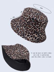 1 Stück Leoparden-Muster Polyester umkehrbarer Fischerhut, warme Dekor UV-Schutz Herbst Frucht Halloween gestreifte Fischerhut, geeignet für Männer und Frauen Halloween Dekoration