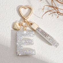 1 件白色软陶字母水钻钥匙扣可爱个性化包饰，汽车钥匙扣爱心装饰，送给妈妈、朋友、情人节背包的礼物，适合学校汽车配件哥特 Y2k - 白色 - 查看 30