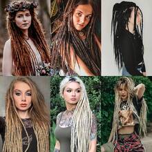 Synthetic Dreadlock Extensions 20/50 Strands Hippie Dreads 24 Inch Ombre Color 0.6 Cm Width Loc Extensions Reggae Style Crochet Hair - Nhiều màu - Xem 7