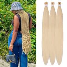 1/3/6 Packungen schwarzes Flechthaare, vorgespannt, knotenlos, Kanekalon Box Zöpfe Haare zum Flechten, vorgespannt, lange gerade synthetische Zöpfe zum Einflechten für knotenlose Zöpfe