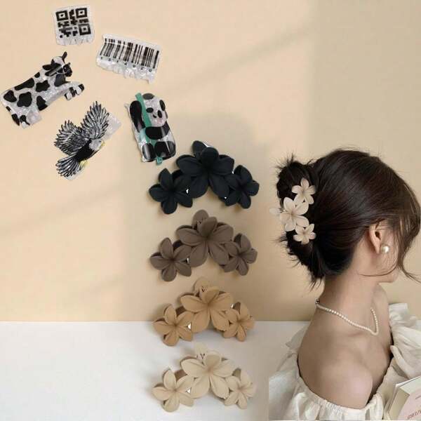 1PC Matte Flower Hair Clips - Hawaiian Non-Slip Large Plumeria Clips For Thick Hair, Strong Hold For Women And Girls Slip And Cute