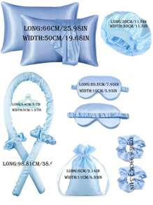 10pcs Sleep Hair Styling Tools Set, Curler 1pc Silk Pillowcase For Hair And Skin Queen Set, Silk Heatless Curling Set, Overnight Curling Iron, 1pc Sleep Soft Eye Mask, 1pc Sleep Silk Nightcap, Sleep Essential Set