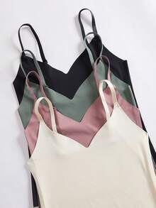 4pcs Ice Silk Seamless Padless Adjustable Strap Camisole For Women - Multicolor - View 5