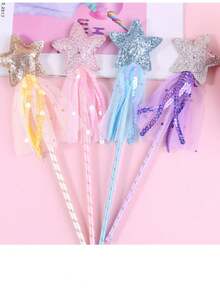 1pc Magic Wand, Fairy Wand, Glitter Star Wand, Magical Wand, Party Performance Prop, Halloween - Multicolor - View 1