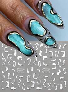 2 piezas de pegatinas de uñas con líneas de mármol plateadas, diseños irregulares con llamas y líneas metálicas plateadas, autoadhesivas, accesorios de manicura de arte de uñas estilo Y2K para puntas francesas