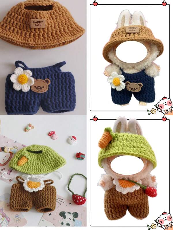 1 Set Of Clothes Suitable For Labubu, Handmade Doll Clothes, Cute Clothes, Knitted Clothes, Suitable For 17cm Dolls(Only Clothes)