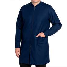 Men's Oxford Lab Coat Long Sleeve Slim Comfortable Breathable Professional Health Modern Style For Laboratory Clinics - 藏蓝色 - 查看 4