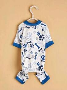 1 قطعة بيجامات طباعة ملائمة للكلاب الصغيرة والمتوسطة الحجم، قطن ناعم ومطاطي، ملابس جرو مناسبة للمالطيز وتيرير يوركشاير والبومرانيان