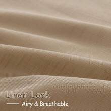 Tan Brown Semi Sheer Curtains 108 Inches Long 2 Panels Set Back Tab Loop Pocket Linen Blend Boho Large Window Curtain Extra Long Light Filtering Drapes High Ceiling Curtains For Living Room 40x108 - 棕色 - 查看 6