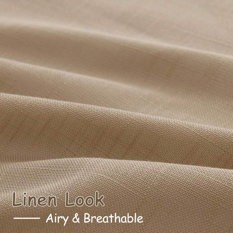 Tan Brown Semi Sheer Curtains 108 Inches Long 2 Panels Set Back Tab Loop Pocket Linen Blend Boho Large Window Curtain Extra Long Light Filtering Drapes High Ceiling Curtains For Living Room 40x108 - Brown - View 6