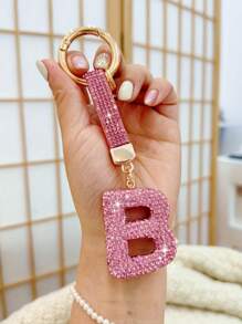 Llavero con iniciales de cristal brillante con strass - Colgante de cristal con suerte, encanto de aleación brillante para bolsos y mochilas - Regalo perfecto para cumpleaños y ocasiones especiales, llavero, anillo, accesorio para bolso, mochila, coche, colgante para mujeres y niñas, accesorios para billetera y bolso, iniciales de la A a la Z