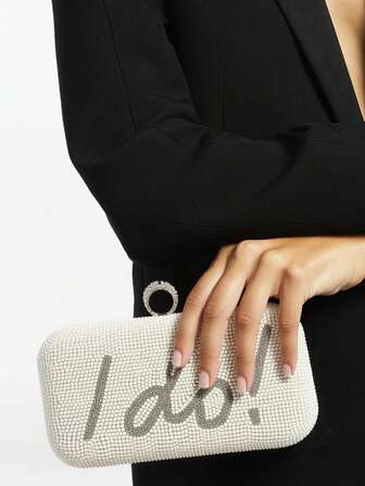 奢华欧式磁扣串珠单肩链条手提包，容量大，内衬防止物品掉落，晚装手拿包