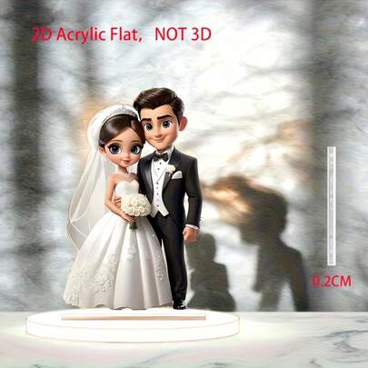 浪漫新娘和新郎亚克力婚礼雕像，适合教堂和户外婚礼装饰，新婚房间的桌面装饰，送给朋友的婚礼礼物
