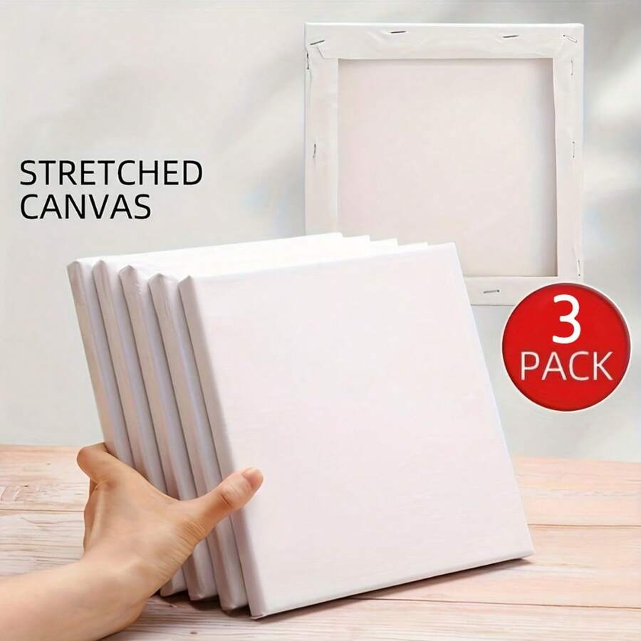 3 tele bianche da 6x6 pollici in materiale di lino, perfette per pittura ad olio e acrilica, adatte da principianti a professionisti, dimensione piccola 20x20cm, ben tese, adatte per forniture artistiche e per il ritorno a scuola.