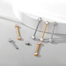 1 PIEZA Barra de perforación de titanio de 14G para pezón con escudo de pezón de cristal de zirconia con rosca interna, joyería de perforación de 12/14/16 mm
