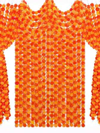 4.92 英尺 150 厘米长人造万寿菊花环，橙色和黄色万寿菊人造花用于装饰，人造万寿菊花家居装饰，婚礼派对背景装饰，人造花环用于装饰，传统装饰，用于普迦、圣诞节、万圣节装饰、排灯节派对、亡灵节活动派对装饰、生日毕业礼物