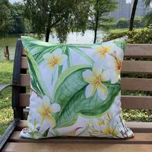 1 件装饰性户外枕套方形花园靠垫套花朵/小鸟/菠萝/树叶抱枕套外壳适用于庭院帐篷沙发（仅枕套，44.45x44.45 厘米）