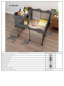 Indoor Small Dog Fence With Toilet Area, Pet Gate For Home, Escape-Proof Dog Playpen Crate