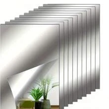 10 piezas de azulejos de espejo acrílico autoadhesivos - Calcomanías sin vidrio para paredes, gabinetes, bandejas; Ideal para centros de mesa y pegatinas de pared para bodas, decoración de habitaciones, decoración de paredes, pegatinas personalizadas, espejo de pared, espejo para habitación, decoración del hogar, decoración del baño, decoración de la sala de estar
