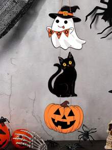 一套万圣节主题悬挂横幅，万圣节幽灵南瓜黑猫纸质悬挂横幅，万圣节派对背景装饰，万圣节活动场地装饰，万圣节墙柱悬挂装饰，万圣节室内/室外门装饰，万圣节摄影道具，万圣节悬挂装饰，房间装饰，家居装饰，万圣节礼物，派对礼品 - 萬聖節貓幽靈南瓜 - 查看 7