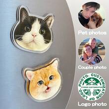 个性化亚克力冰箱贴，带宠物肖像，可爱猫狗卡通定制冰箱贴，创意亚克力磁性贴纸装饰，圣诞节礼物，感恩节礼物，情侣礼物，企业标志DIY - 5cm壓克力冰箱貼+磁片 - 查看 6