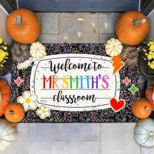 1pc 16"*24" 18"*30" Customized Classroom Doormat, Personalized Name Teacher Doormat, Welcome Mat For Classroom, Custom Notebook Classroom Mat, Back To School Doormat For Class Décor - Black - View 4