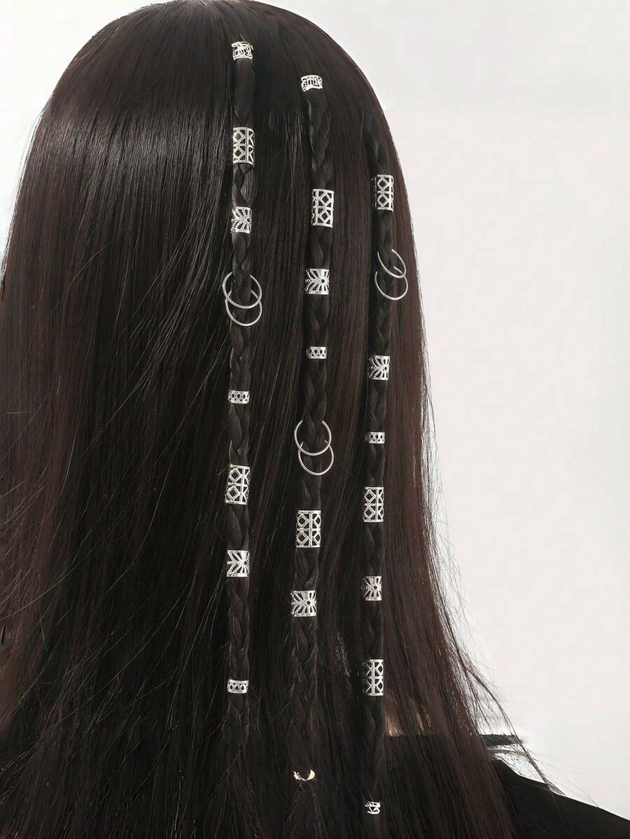 80pcs Gold-Color Dreadlocks Hair Rings Set Braiding Design Headwear Accessories Adjustable Hairband For Girl And Girls - Multicolor - View 1