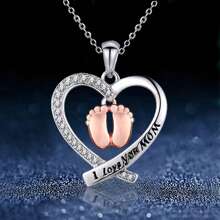 1 pieza Colgante elegante con diseño de huella y corazón, regalo de Día de la Madre único y de moda