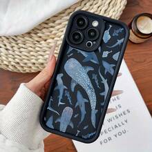 Compatible For IPhone11/12/13/14/15/16/Promax/X/XS/XR/XSMAX Case Blue Shark Whale Collage Soft TPU Shockproof Protective CASESuitable For IPhone 17 Air - 黑色 - 查看 2