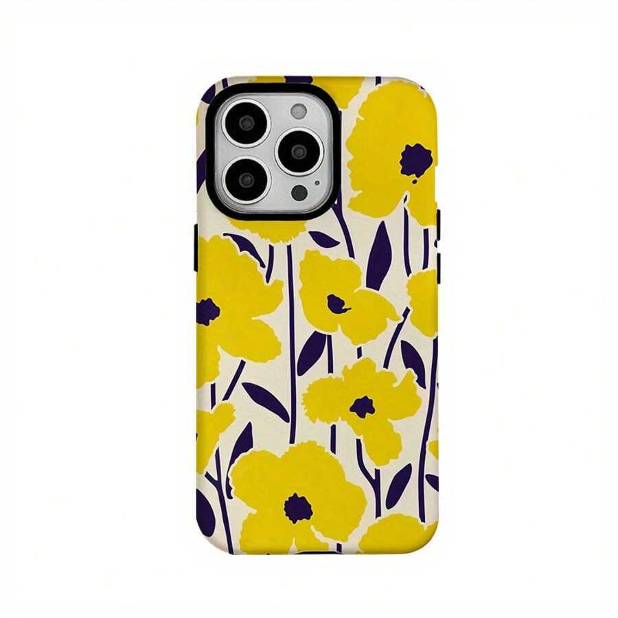 Funda para teléfono 1 pieza Pantalla completa de flores Película dos en uno: duradera, que absorbe los golpes y a la moda - 16, 15, 14, 13, 12, 11, Plus, Pro, - Colores mixtos 1 - Ver 1