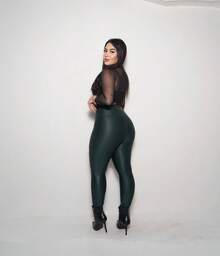 Lorelilo Skinny Legging Riding Pants Cirrê Tractor Thick High Waist - Fake Leather Winter All Sizes - Green - View 3