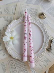 2pcs/Set (One Box) Long Pole Conical Heart Pink Candle, 9.84 Inches, Soy Wax Smokeless, Wedding Banquet Decoration Atmosphere Long Candle Branch, Black Heart, Red Heart, Pink Candle White Candle, Holiday Atmosphere Candle, Valentine's Day Candle, Cute And Fun Candle
