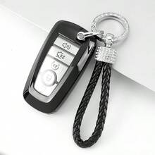 1个TPU透明钥匙扣保护套，适用于Fusion、Explorer、Escape、F150、F250、F350、F450、F550、Edge、Expedition等车型，防摔防尘，高端精致，女士适用。 - 銀色編織圓扣 - 查看 2
